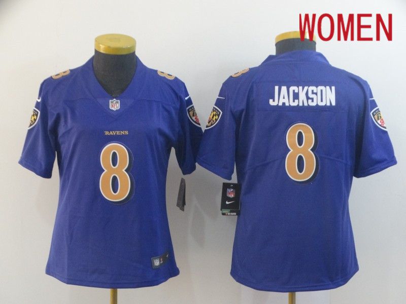 Women Baltimore Ravens #8 Jackson Purple Nike Vapor Untouchable Limited Player NFL Jerseys